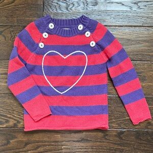 Mini Boden Striped Heart Sweater